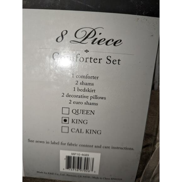 Madison Park Camelia 8 Pieces King Comforter Set Faux Silk Neutral Brown NEW - Picture 8 of 9